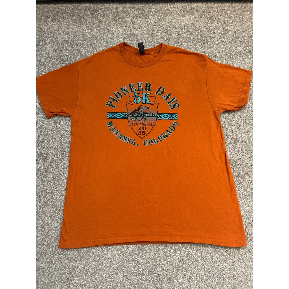 VTG Pioneer Days 5K Manassa Colorado T-Shirt Mens Large Orange Excellent 2025